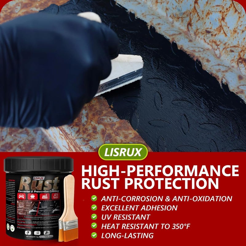 LISRUX 4-in-1 Rust Converter & Metal Primer, 34 Fl Oz Black Rust Inhibitor Paint for Metal, Automotive Rust Reformer, Industrial Grade Water Based, Heat Resistance & UV Resistant - Image 4
